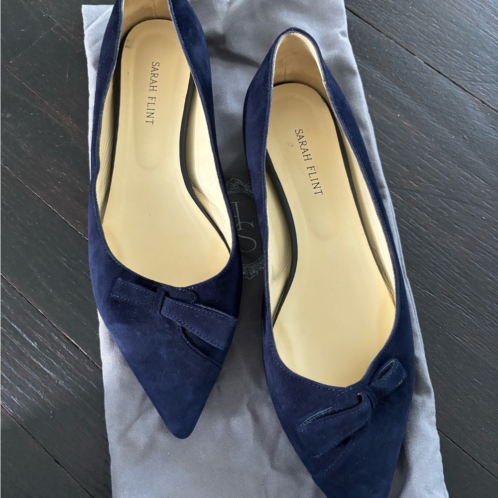 Sarah Flint Natalie Blue Flats Elegant Suede Loafers